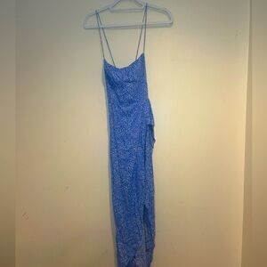 Zara Blue and White Dot Print Midi Dress Sz Lg